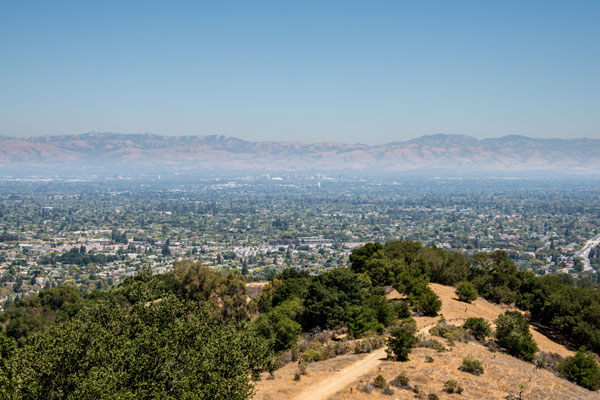 A view of the San Francisco Bay Area from Mission Peak Regional Preserve in Fremont, CA.